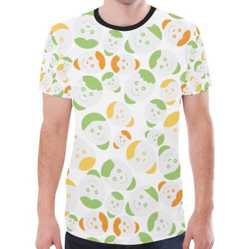 green smiley faces New All Over Print T-shirt for Men/Large Size (Model T45)