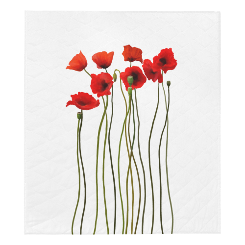 Poppies Floral Design Papaver somniferum Quilt 70"x80"