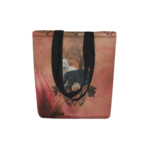 Awesome black and white wolf Canvas Tote Bag (Model 1657)