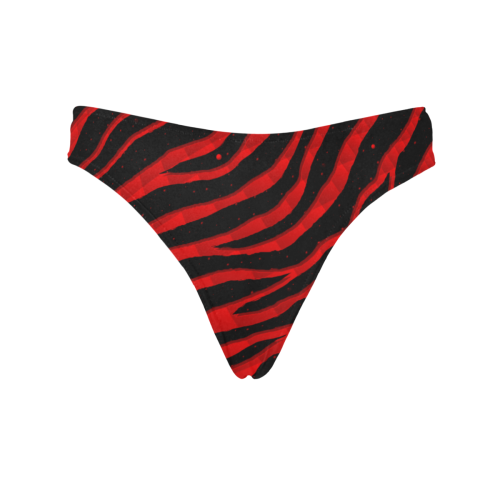 Ripped SpaceTime Stripes - Red Women's All Over Print Thongs (Model L30)
