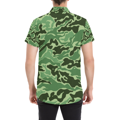 CAMOUFLAGE-GREEN Men's All Over Print Short Sleeve Shirt/Large Size (Model T53)