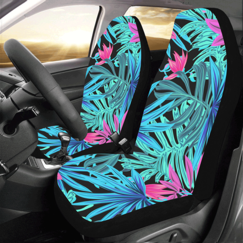 Tropical Aqua And Pink Leaves Car Seat Covers (Set of 2)