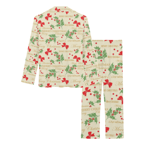 Bows Mistletoe Christmas Women's Long Pajama Set