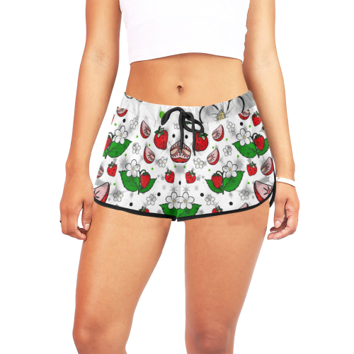 Strawberry Popart by Nico Bielow Women's All Over Print Relaxed Shorts (Model L19)