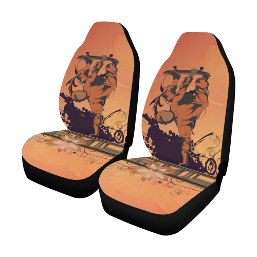 Skadeboarder with floral elements Car Seat Covers (Set of 2)