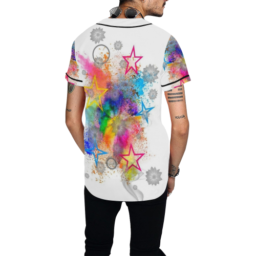 Stars Popart by Nico Bielow All Over Print Baseball Jersey for Men (Model T50)