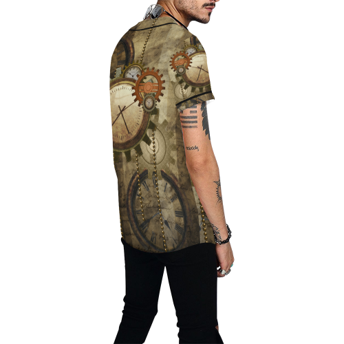 Steampunk, wonderful noble desig, clocks and gears All Over Print Baseball Jersey for Men (Model T50)