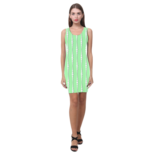 1960s Mod White Lined Dots Medea Vest Dress (Model D06)