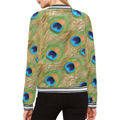 peacock-wings-texture All Over Print Bomber Jacket for Women (Model H21)
