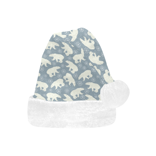 Winter Snowflakes Polar Bears Pattern Santa Hat