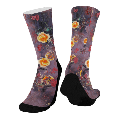 flowers 2 Mid-Calf Socks (Black Sole)
