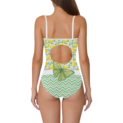 Butterfly And Lemons Strap Swimsuit ( Model S05)