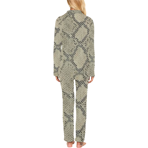 Snakeskin Pattern Lt Brown Women's Long Pajama Set
