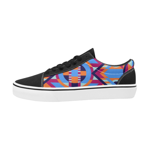 Modern Geometric Pattern Women's Low Top Skateboarding Shoes (Model E001-2)