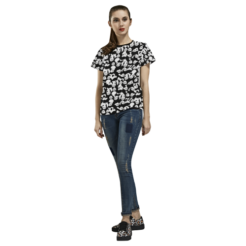 Panda Pattern All Over Print T-shirt for Women/Large Size (USA Size) (Model T40)