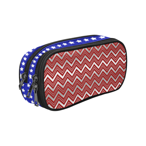 Chevron Red White And Blue Pencil Pouch/Large (Model 1680)