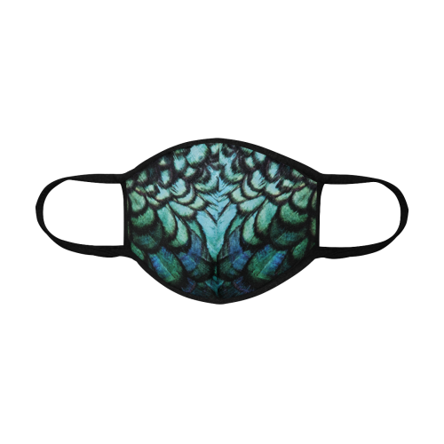 blue feathered peacock animal print design community face mask 3D Mouth Mask (15 Filters Included) (Model M03) (Non-medical Products)