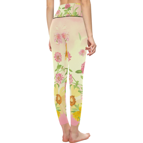 Wonderful flowers, soft colors Women's All Over Print High-Waisted Leggings (Model L36)