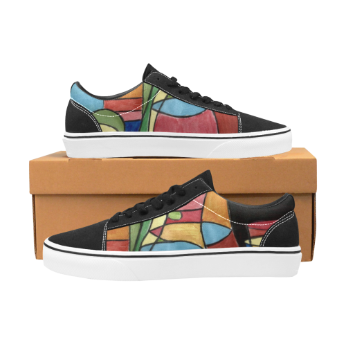abstract life skating shoes Women's Low Top Skateboarding Shoes/Large (Model E001-2)
