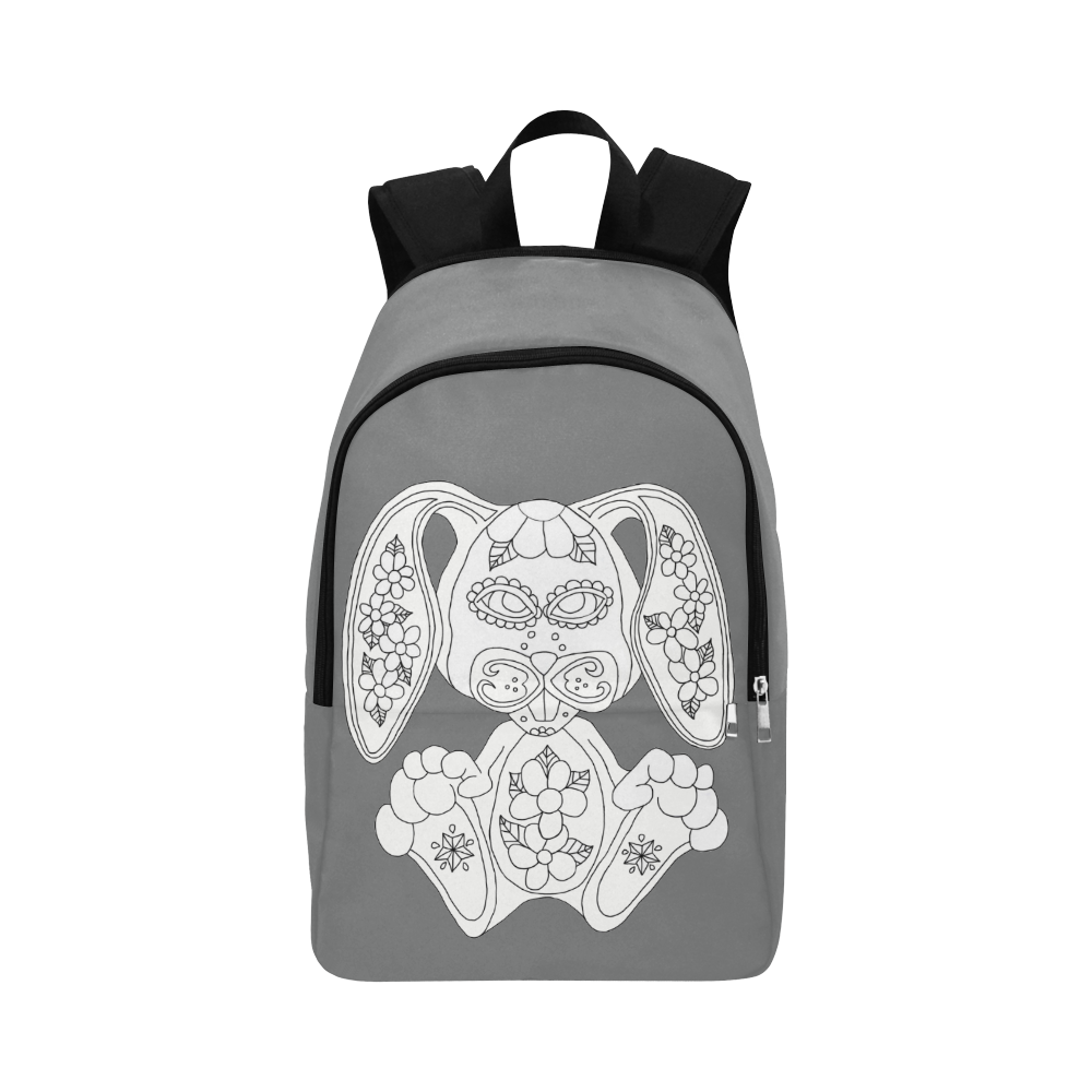 grey fabric backpack