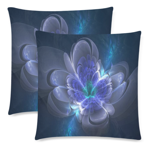 3D Blue Flower V2 Custom Zippered Pillow Cases 18"x 18" (Twin Sides) (Set of 2)