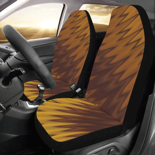 Yellow/Brown Diagonal Pattern Car Seat Covers (Set of 2)