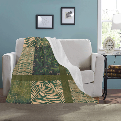 Green  Python Jungle Patchwork Ultra-Soft Micro Fleece Blanket 40"x50"