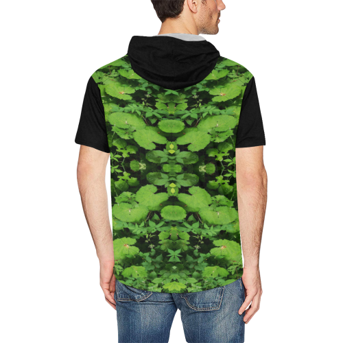 the green x All Over Print Short Sleeve Hoodie for Men (Model H32)