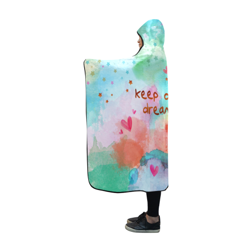 KEEP ON DREAMING - rainbow Hooded Blanket 60''x50''