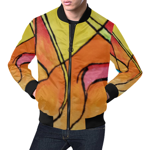 ABSTRACT All Over Print Bomber Jacket for Men (Model H19)
