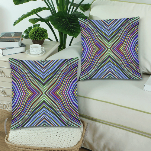 Wild Wavy X Lines 08 Custom Zippered Pillow Cases 18"x 18" (Twin Sides) (Set of 2)