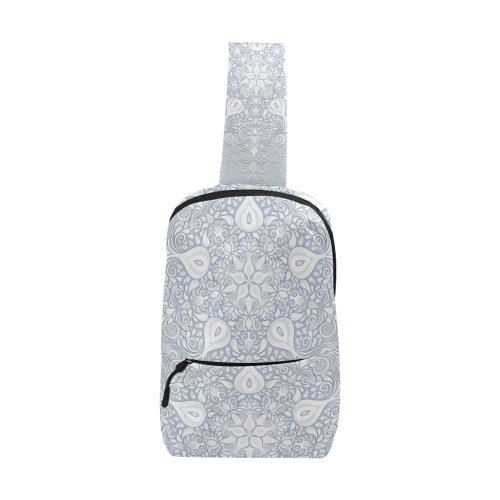 White and Blue Watercolor Mandala Pattern Chest Bag (Model 1678)