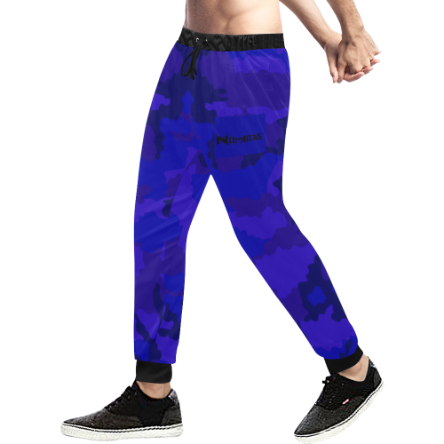 NUMBERS Collection Ready Royal Blue Camo Men's All Over Print Sweatpants (Model L11)