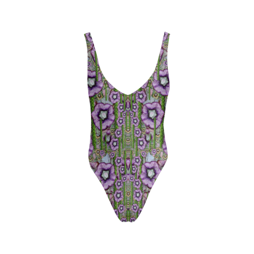 Jungle fantasy flowers climbing to be in freedom Sexy Low Back One-Piece Swimsuit (Model S09)