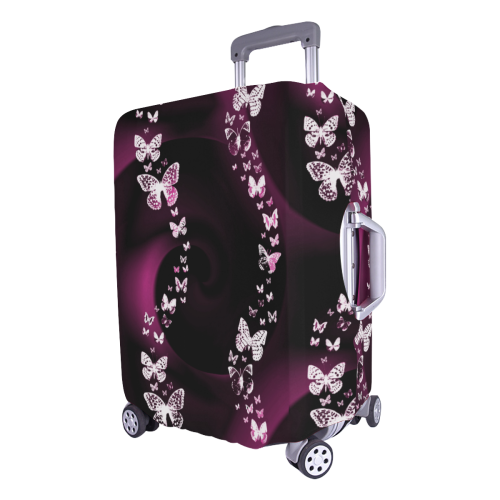 Pink Butterfly Swirl Luggage Cover/Large 26"-28"