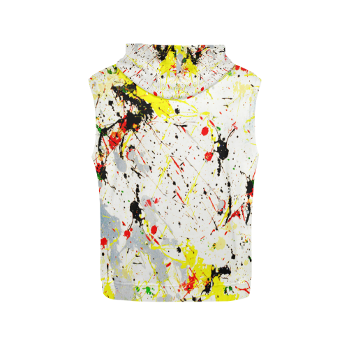 Yellow & Black Paint Splatter All Over Print Sleeveless Hoodie for Men (Model H15)