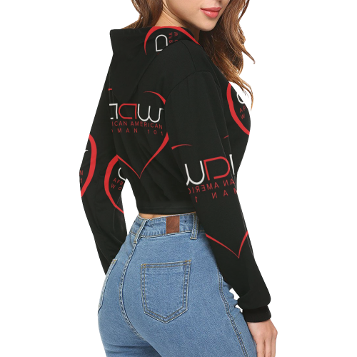 AAW101 Black Crop Top Sweater All Over Print Crop Hoodie for Women (Model H22)