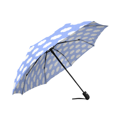 Clouds and Polka Dots on Blue Auto-Foldable Umbrella (Model U04)