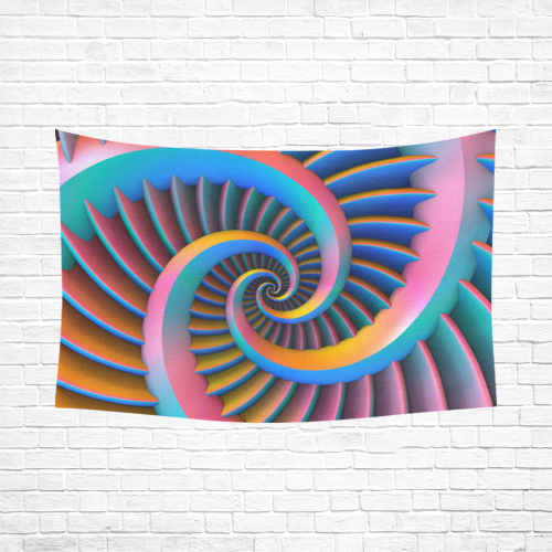 Opposing Spirals Cotton Linen Wall Tapestry 90"x 60"