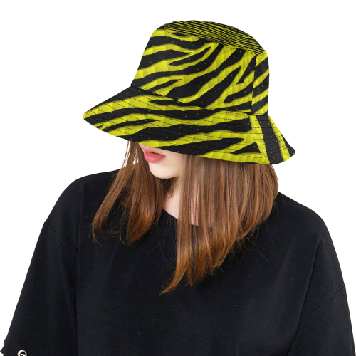Ripped SpaceTime Stripes - Yellow All Over Print Bucket Hat