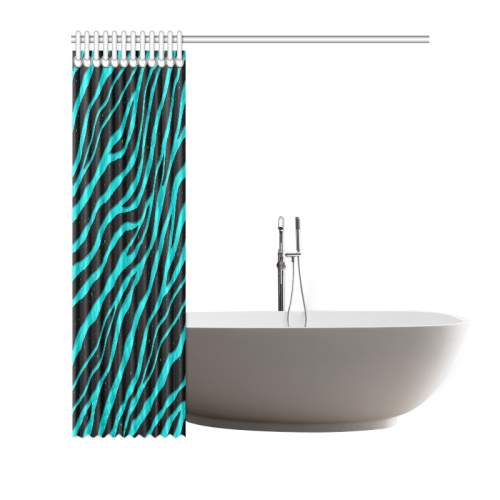 Ripped SpaceTime Stripes - Cyan Shower Curtain 72"x72"
