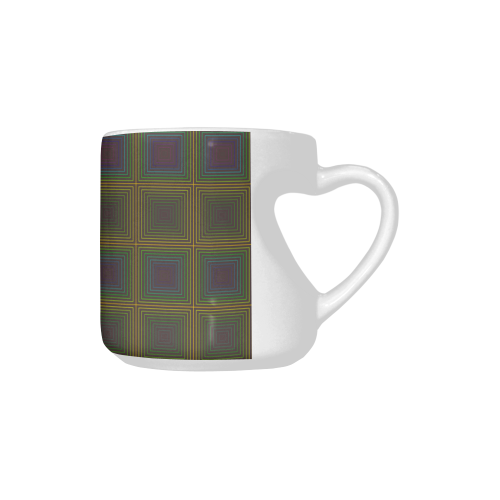 Pale purple golden multicolored multiple squares Heart-shaped Mug(10.3OZ)