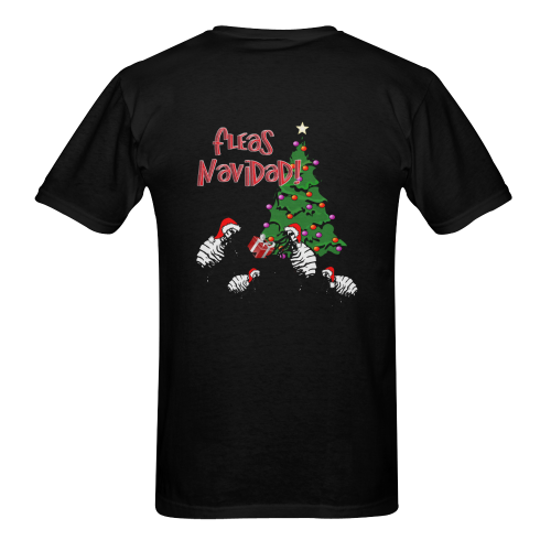 Christmas Fleas Feliz Navidad Black Men's T-shirt in USA Size (Two Sides Printing) (Model T02)