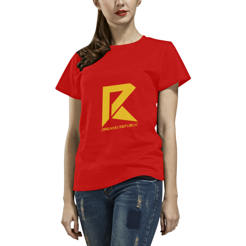 T-Shirt for Women(Red and Gold) All Over Print T-Shirt for Women (USA Size) (Model T40)