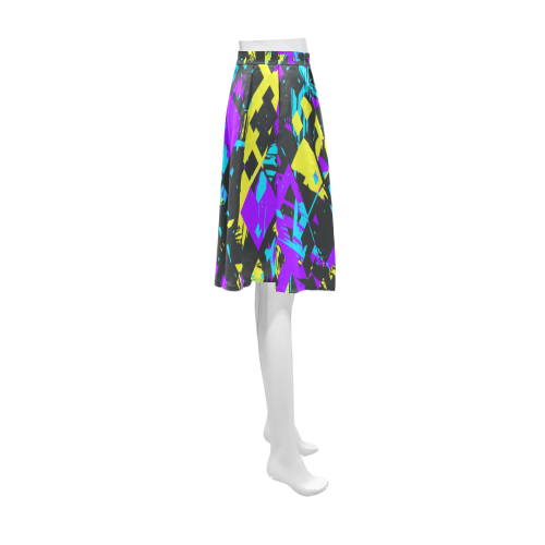 Purple yelllow squares Athena Women's Short Skirt (Model D15)