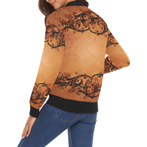 Decorative vintage design and floral elements All Over Print Bomber Jacket for Women (Model H19)