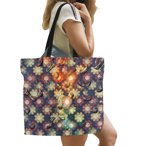 Flower of Power by Nico Bielow All Over Print Canvas Tote Bag/Large (Model 1699)