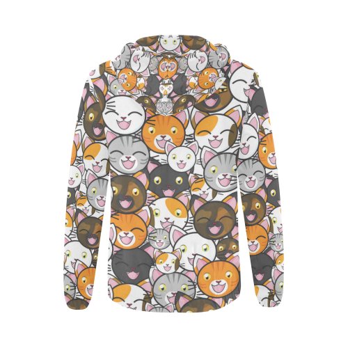 Funny Cats All Over All Over Print Full Zip Hoodie for Women (Model H14)