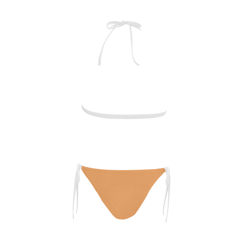 color sandy brown Buckle Front Halter Bikini Swimsuit (Model S08)