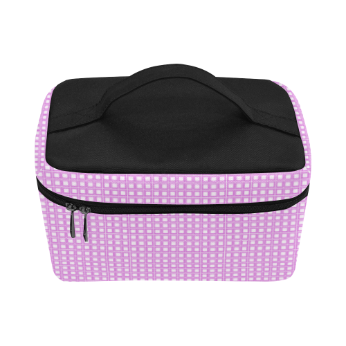 Pink White Mod Tiny Check Cosmetic Bag/Large (Model 1658)